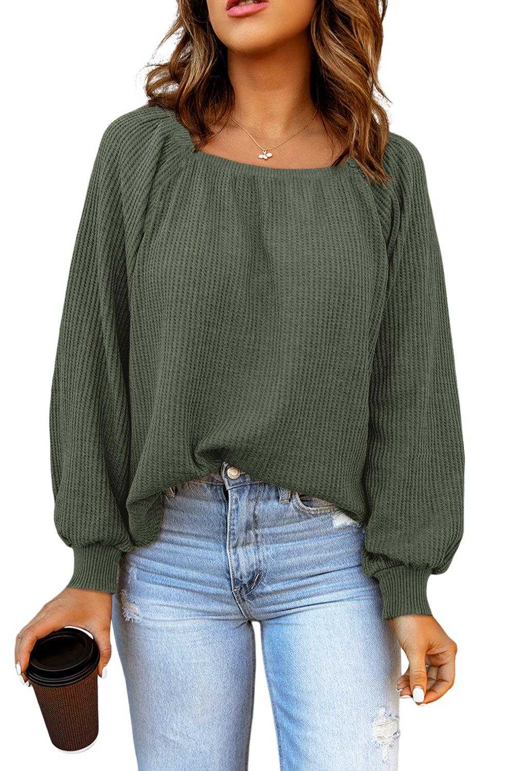 Waffle Square Neck Top 