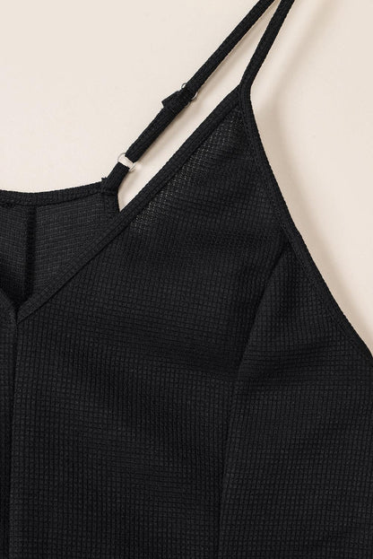 Blue Casual Textured Sleeveless V-Neck Pocketed Jumpsuit - Vesteeto