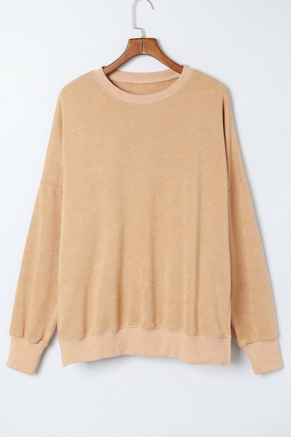 Pink Plain Drop Shoulder Ribbed Trim Oversized Sweatshirt 