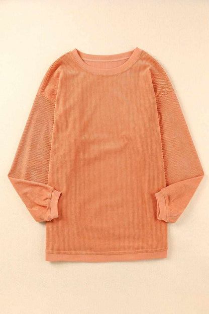 Orange Thanksgiving Thankful Casual Ribbed Corded Sweatshirt 