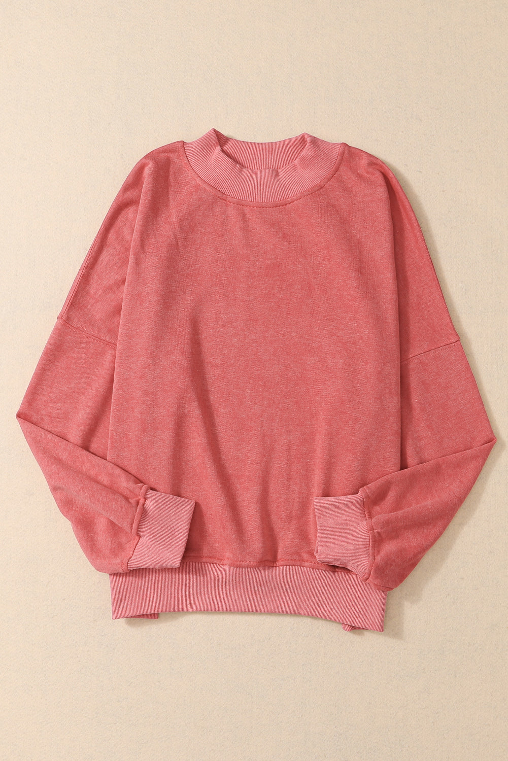 Brown Plain Drop Shoulder Crew Neck Pullover Sweatshirt 