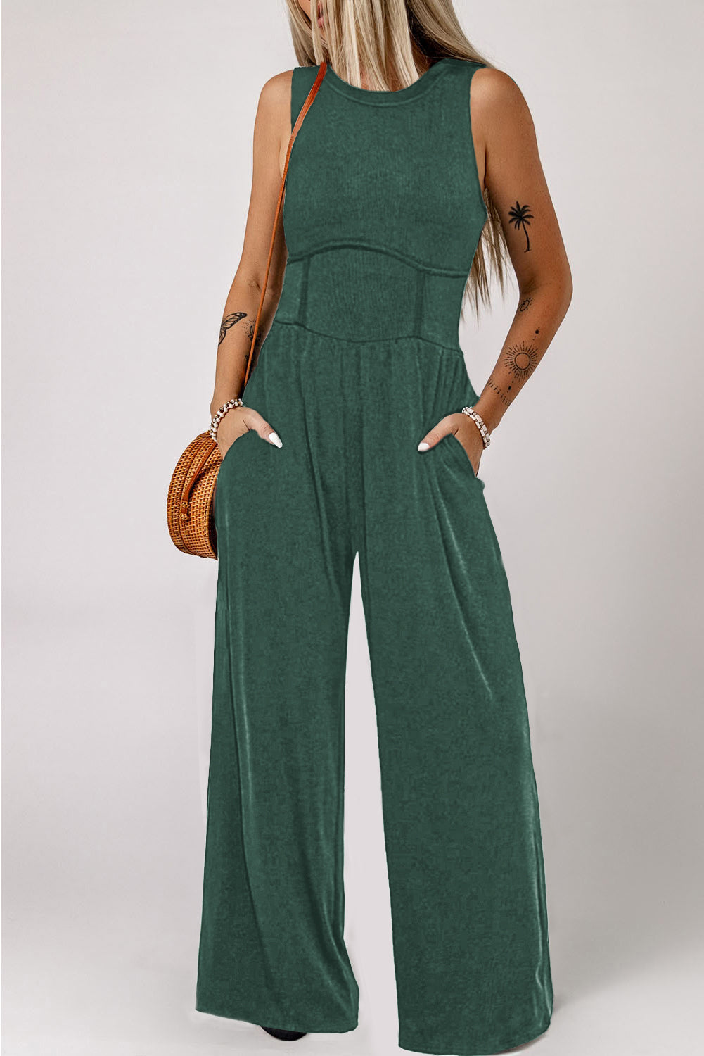 Black Sleeveless High Waist Wide Leg Jumpsuit 