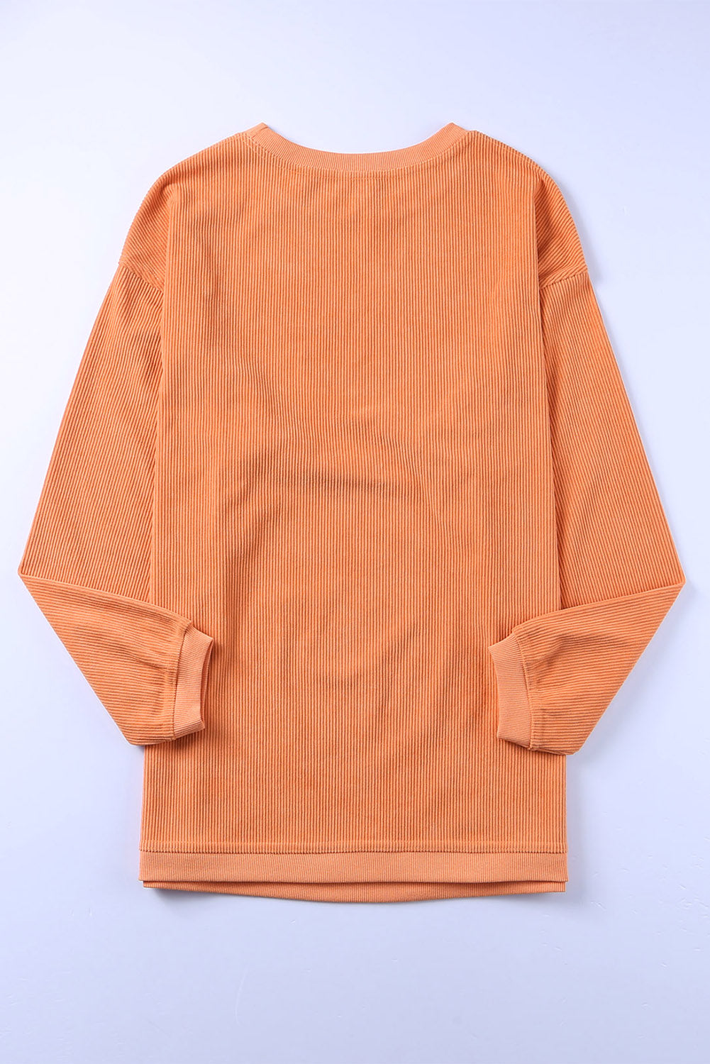 Orange Plain Drop Sleeve Crinkle Rib Oversized Sweatshirt 