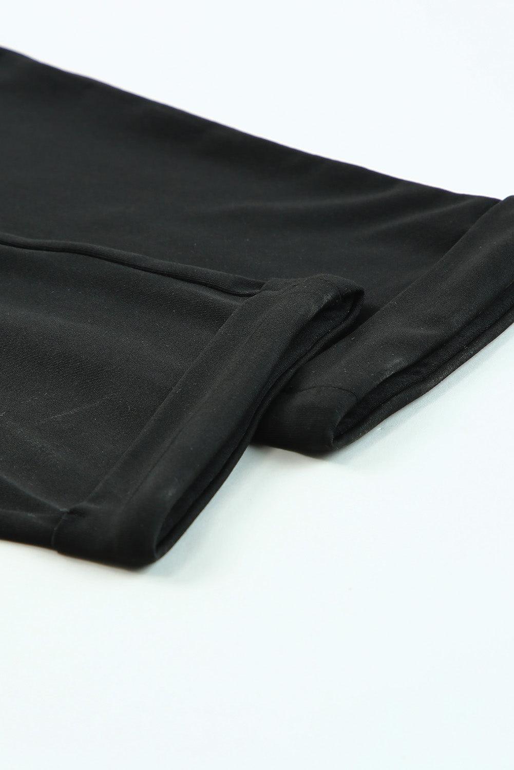 Black Tie Waist Off Shoulder Short Sleeve Tapered Jumpsuit - Vesteeto