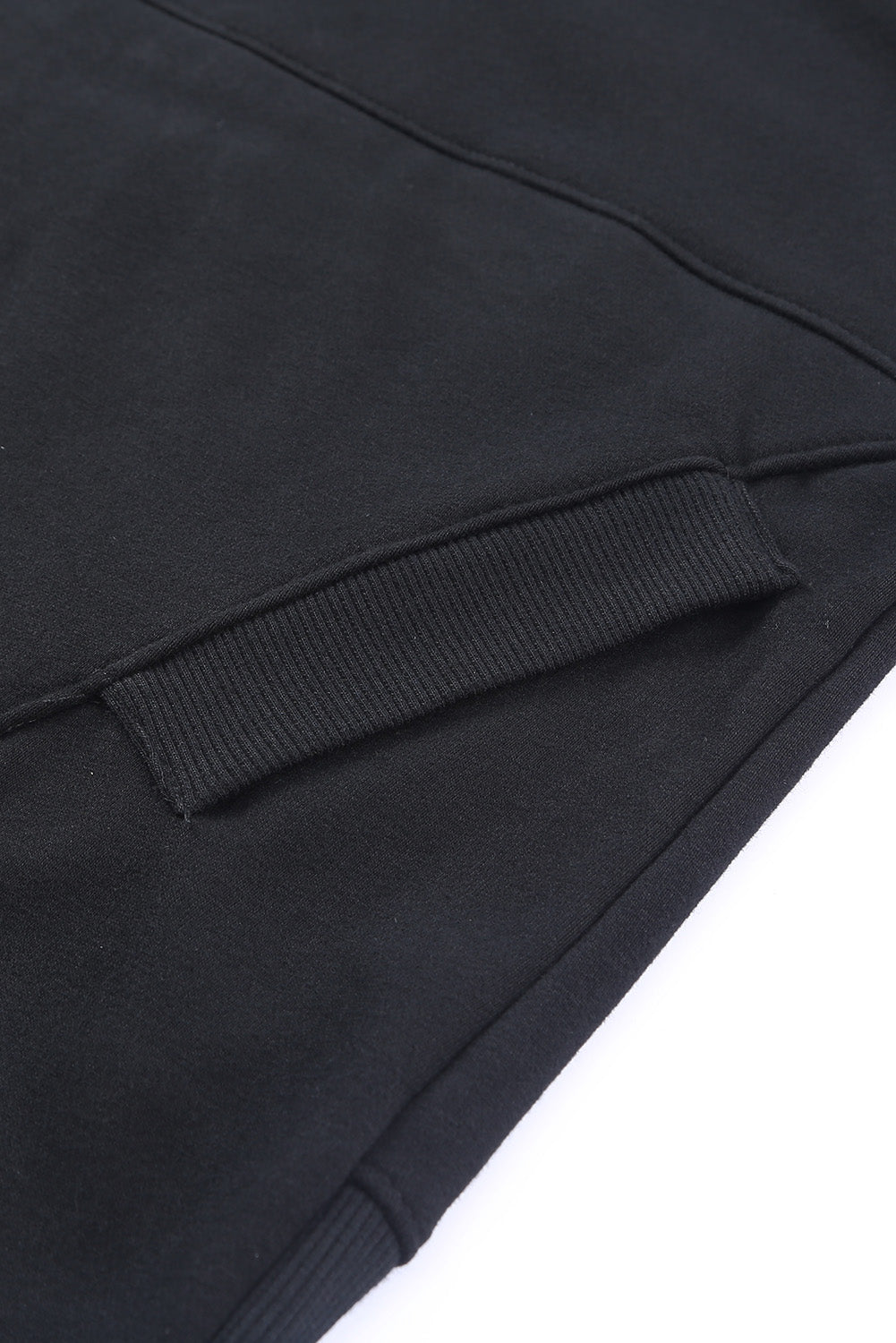 Black Casual Pocketed Batwing Sleeve Henley Hoodie 