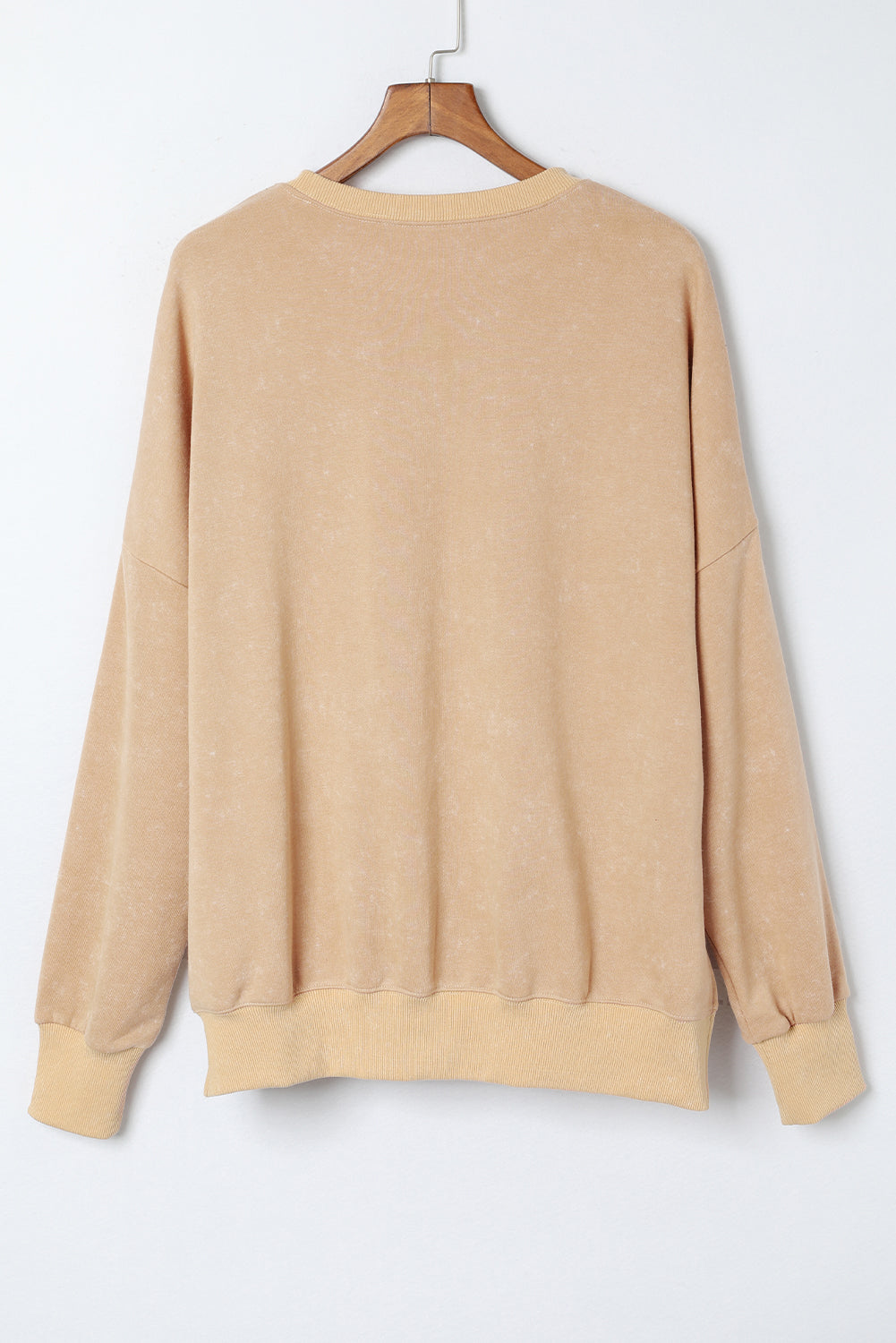 Pink Plain Drop Shoulder Ribbed Trim Oversized Sweatshirt 