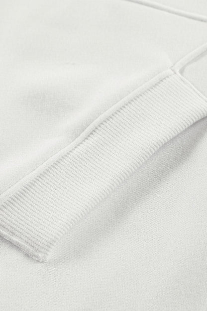 White Oversized Quarter-Zip Pullover Sweatshirt - Vesteeto