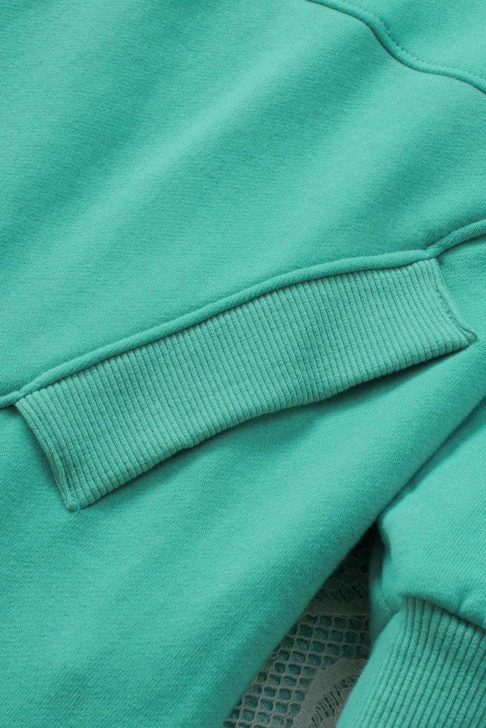 Light Blue Casual Batwing Sleeve Pocket Henley Hoodie 