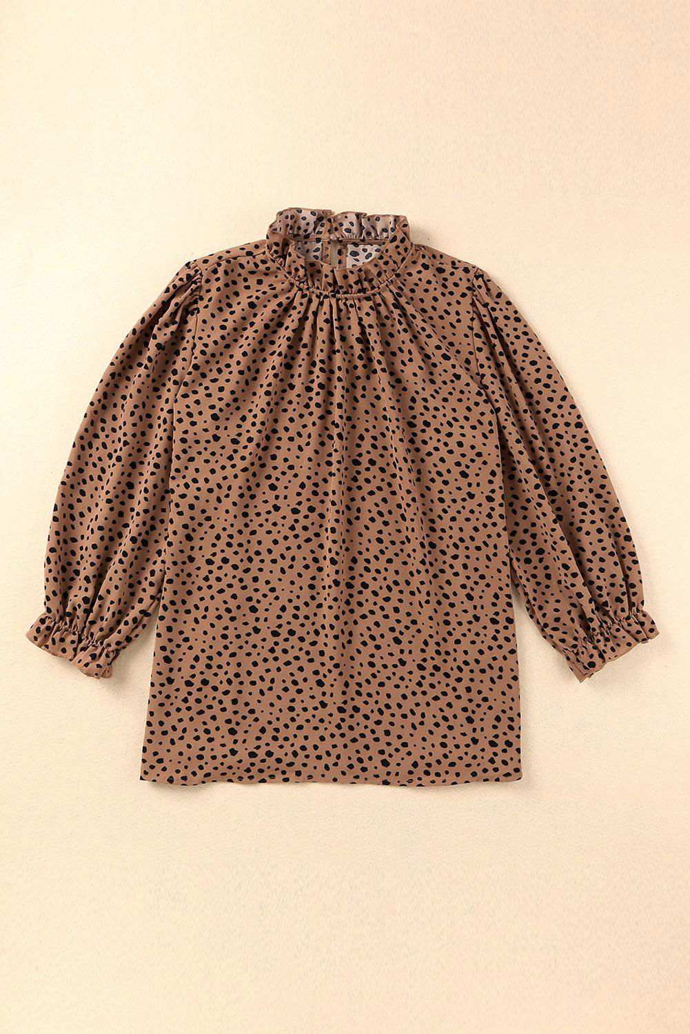 Brown Leopard Sleeves Blouse