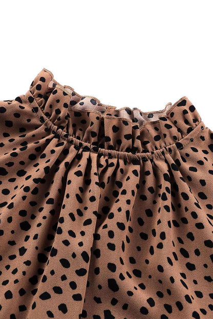 Brown Leopard Sleeves Blouse