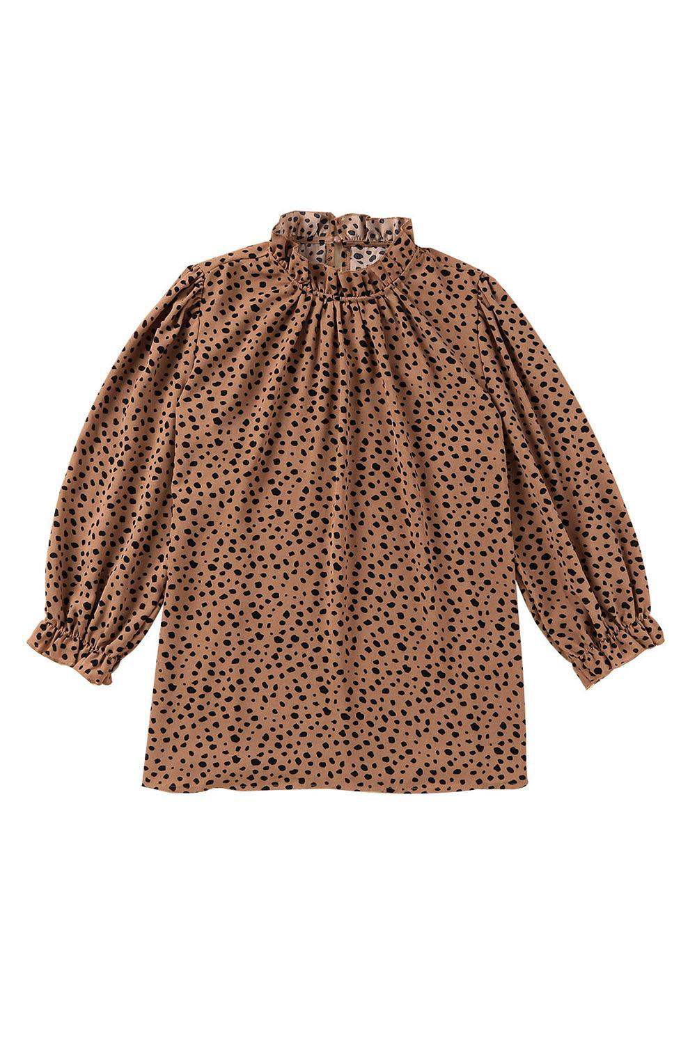 Brown Leopard Sleeves Blouse