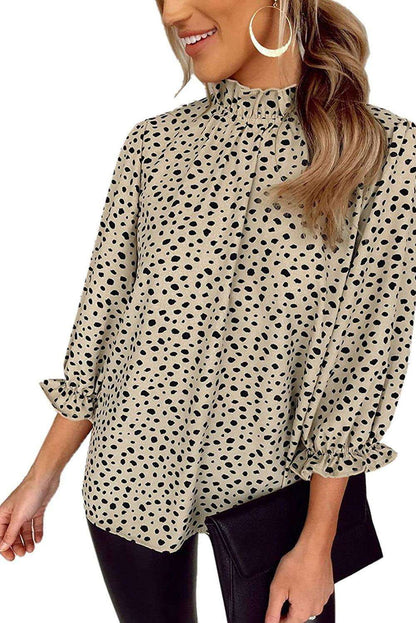 Brown Leopard Sleeves Blouse