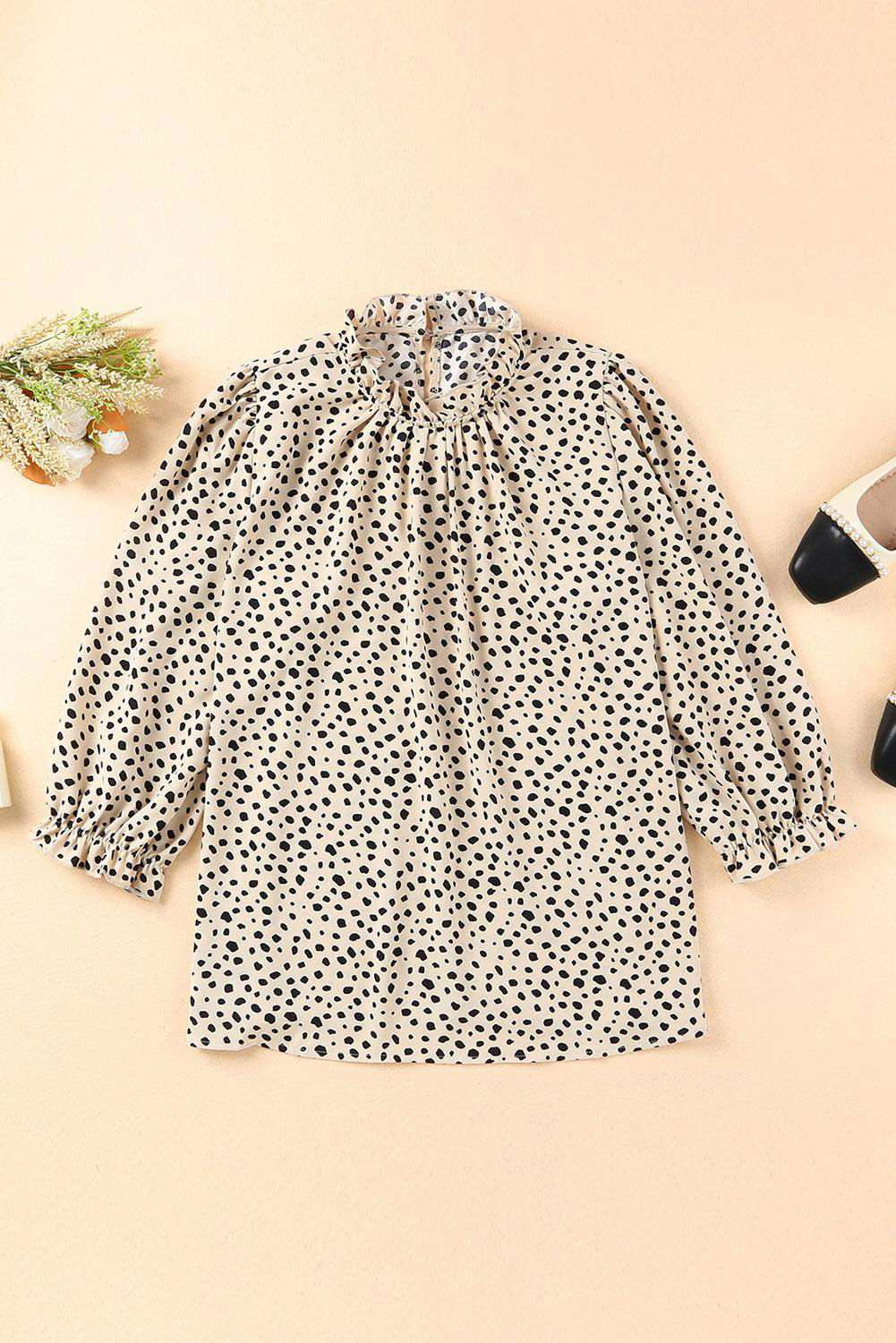 Brown Leopard Sleeves Blouse