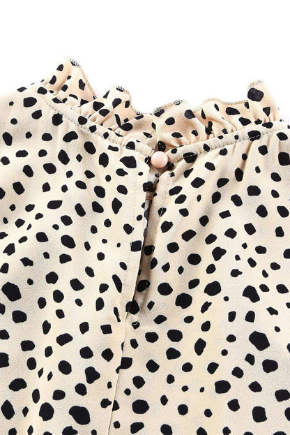 Brown Leopard Sleeves Blouse