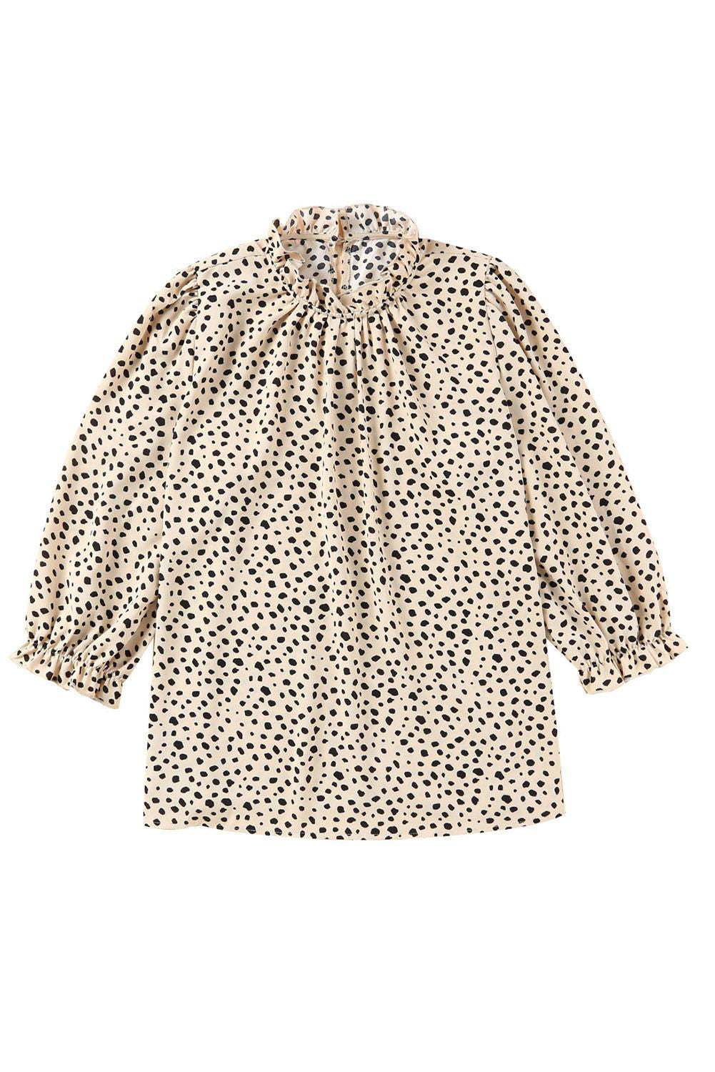 Brown Leopard Sleeves Blouse