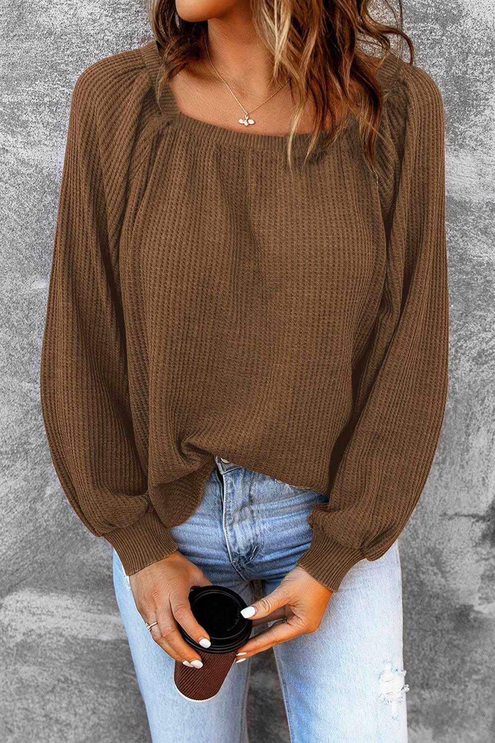 Waffle Square Neck Top 