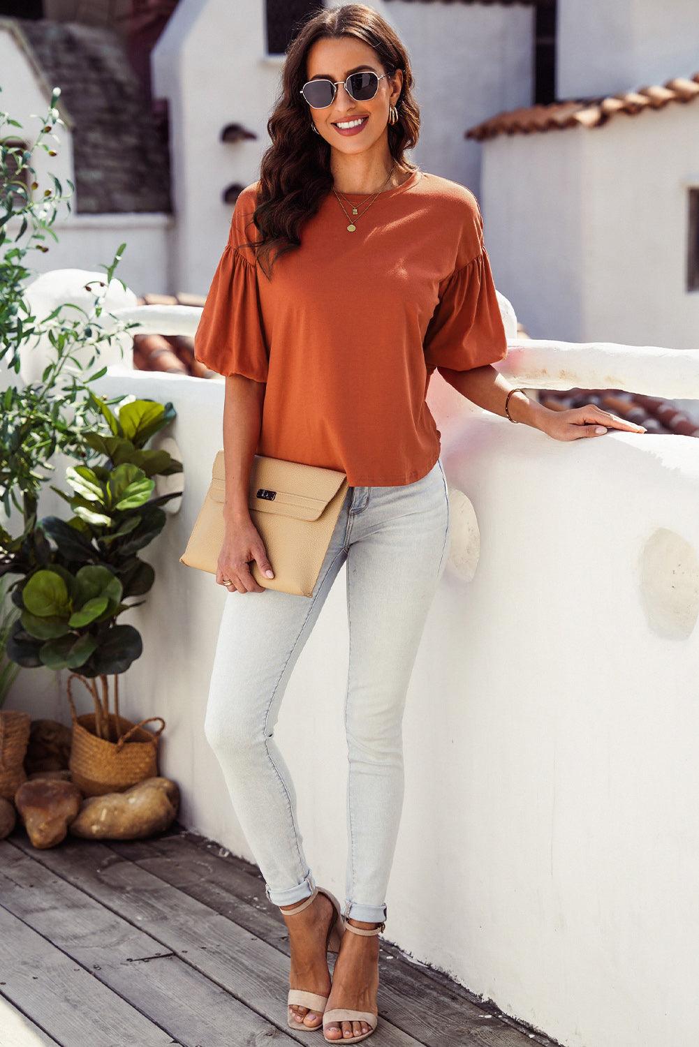 Solid Color Casual Top 