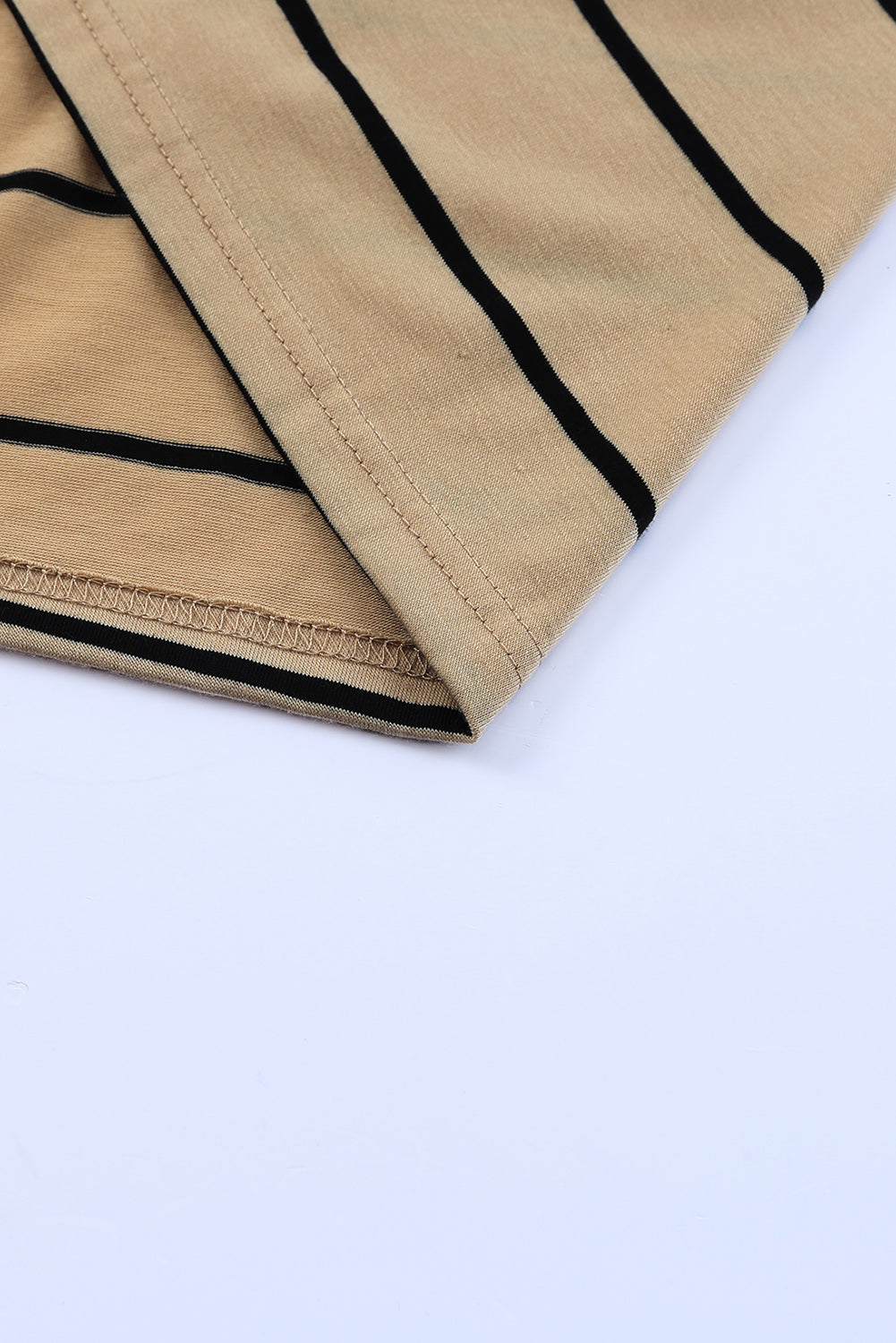 Khaki Striped Backless Casual Side Slits Maxi Dress
