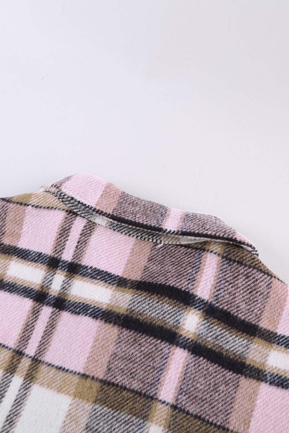 Brown Plaid Button Up Long Sleeve Flannel Shacket 