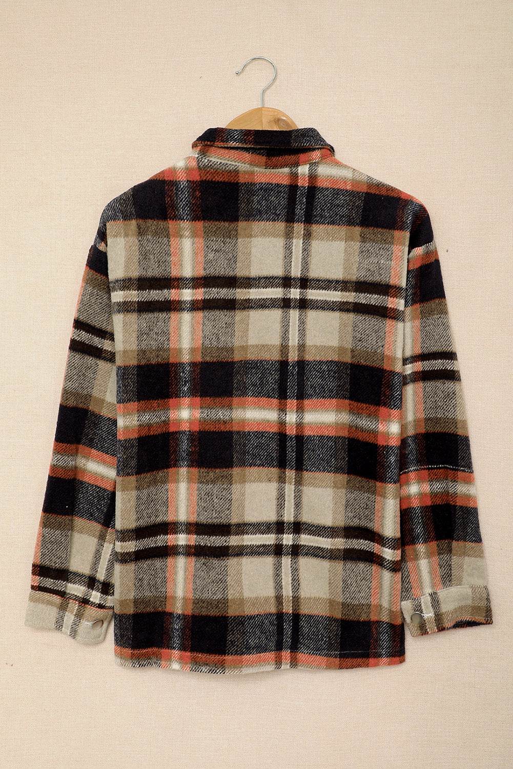 Brown Plaid Button Up Long Sleeve Flannel Shacket 