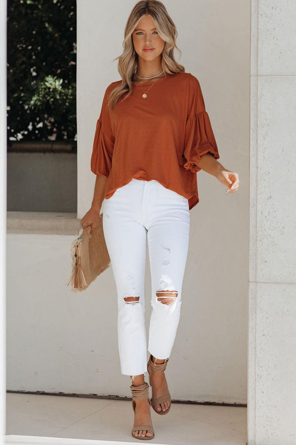 Solid Color Casual Top 