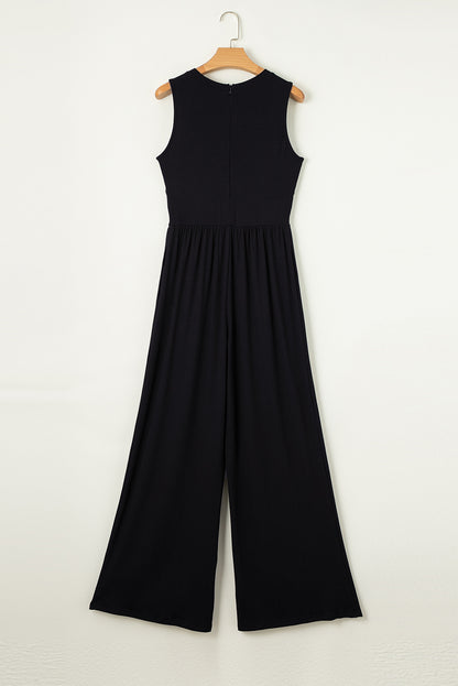 Black Sleeveless High Waist Wide Leg Jumpsuit 