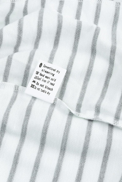 White Striped Keyhole Back Pockets Sleeveless Jumpsuit - Vesteeto