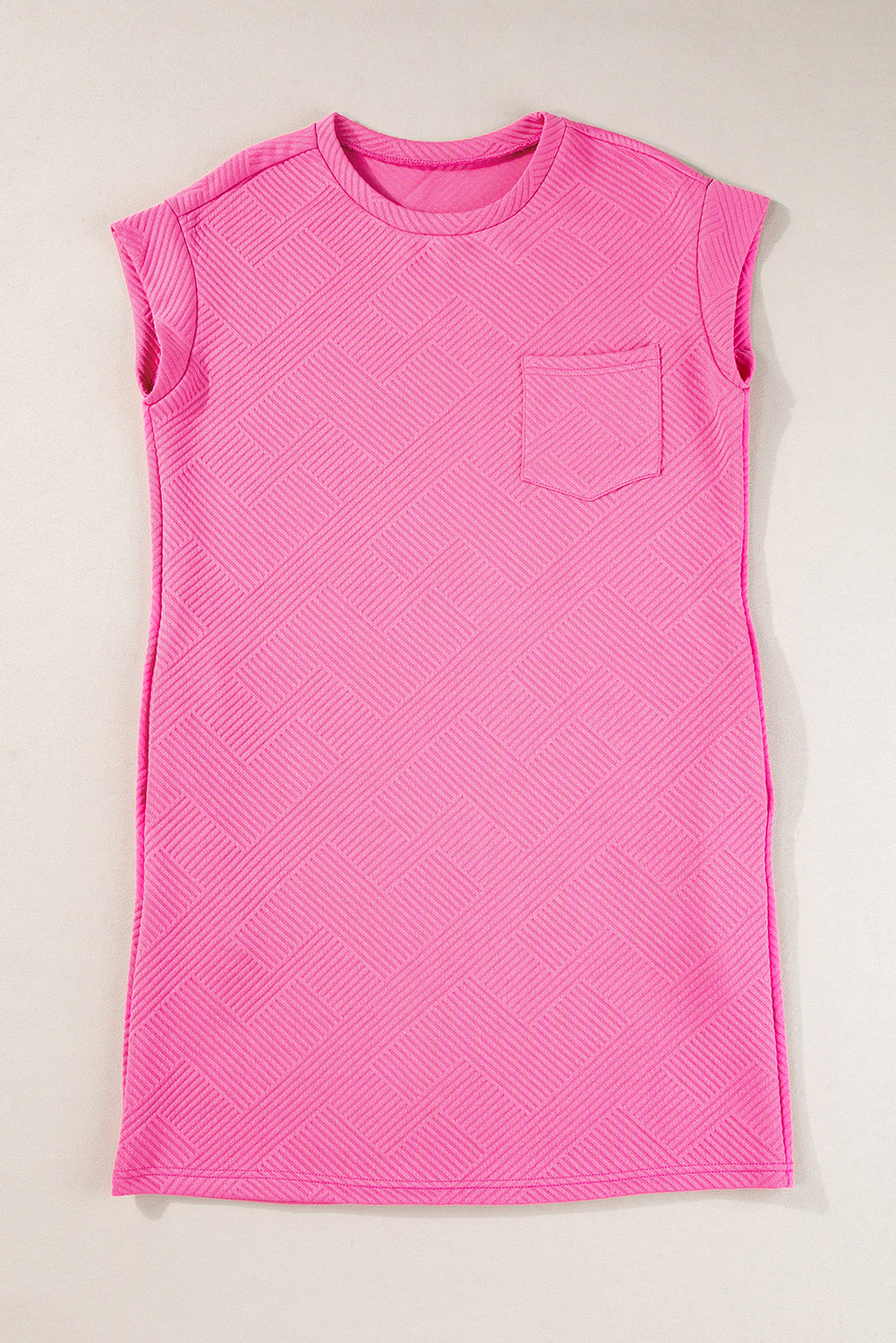 Sachet Pink Plain Textured Pocketed Mini Dress 