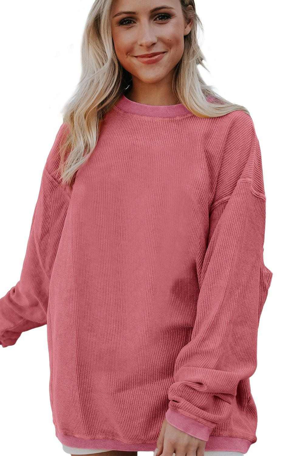 Orange Thanksgiving Thankful Casual Ribbed Corded Sweatshirt 