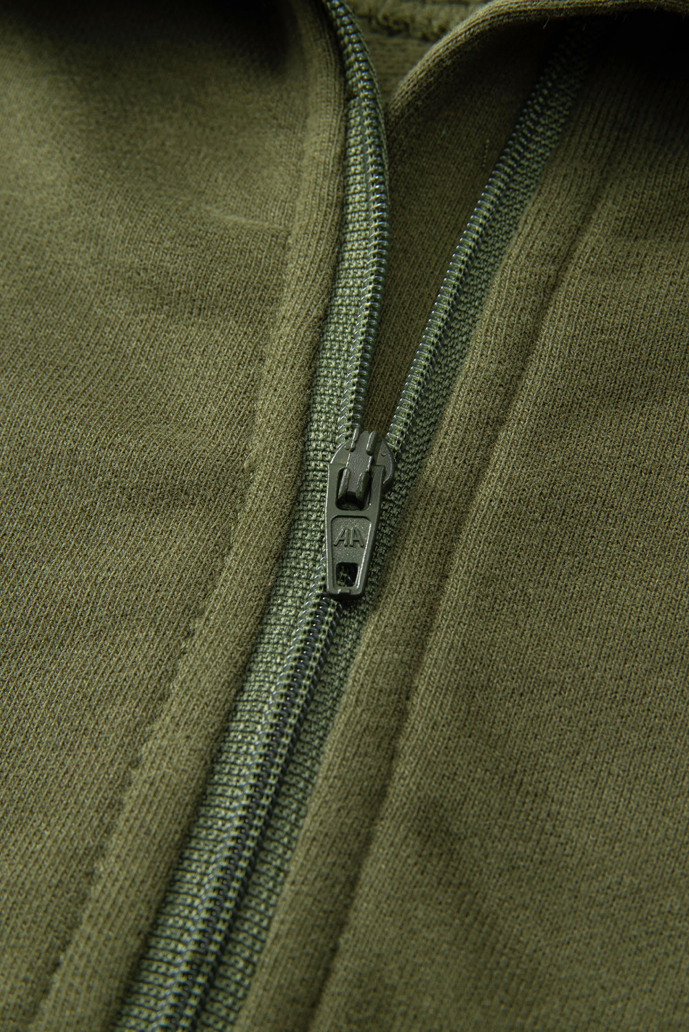 Smoke Green Zip Up Stand Collar Ribbed Thumbhole Sleeve Sweatshirt 