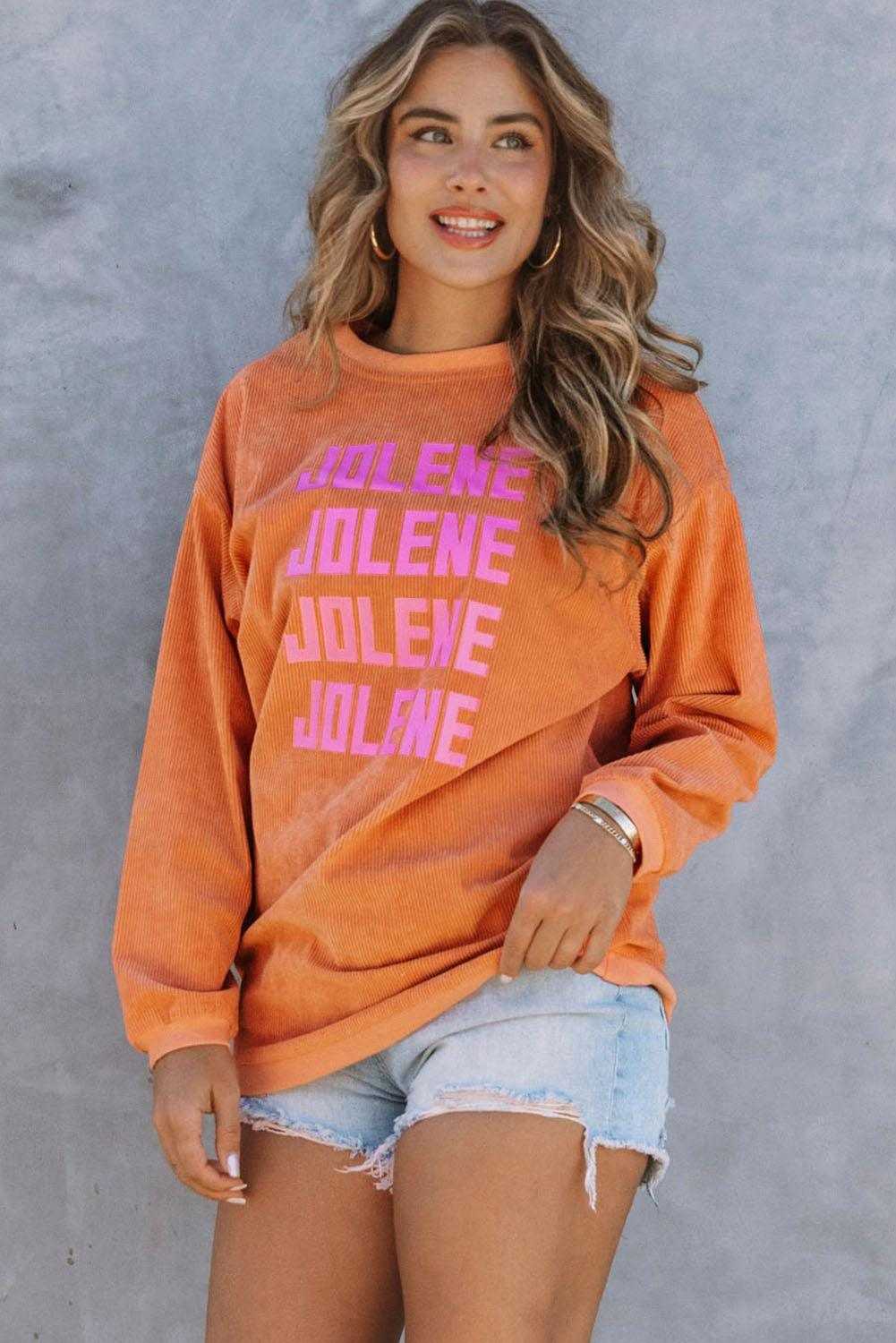 Orange Thanksgiving Thankful Casual Ribbed Corded Sweatshirt 