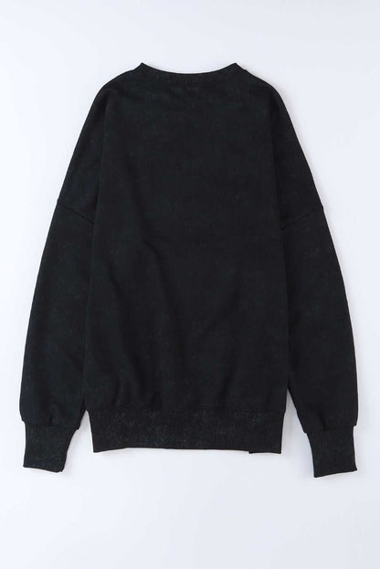 Green Plain Drop Shoulder Ribbed Trim Oversized Sweatshirt