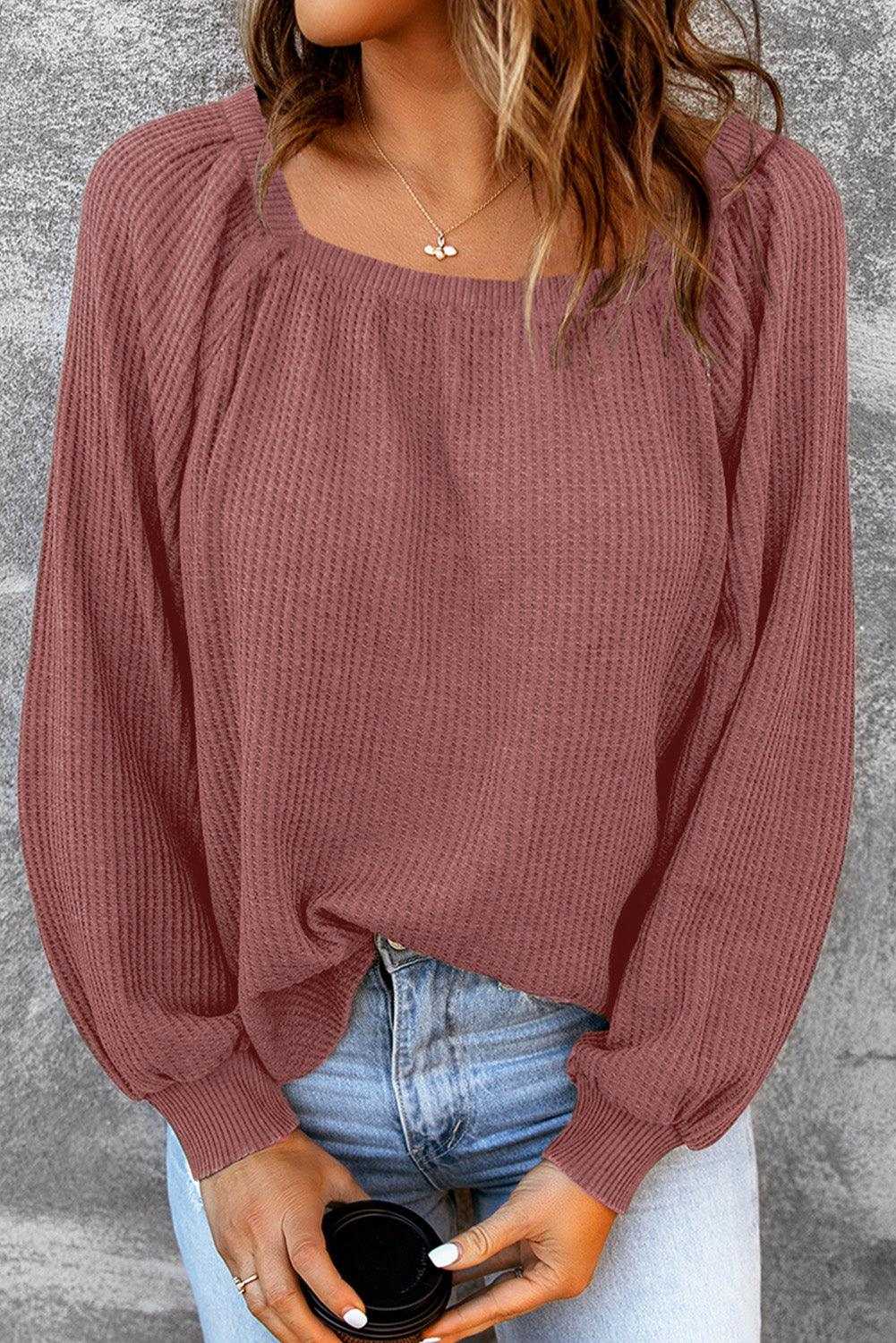 Waffle Square Neck Top 