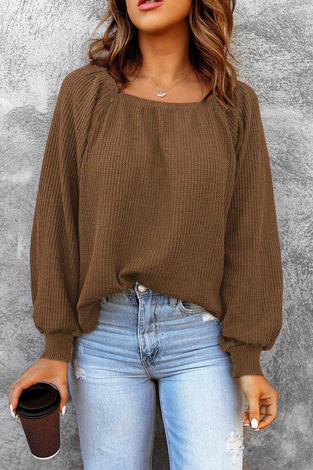 Waffle Square Neck Top 