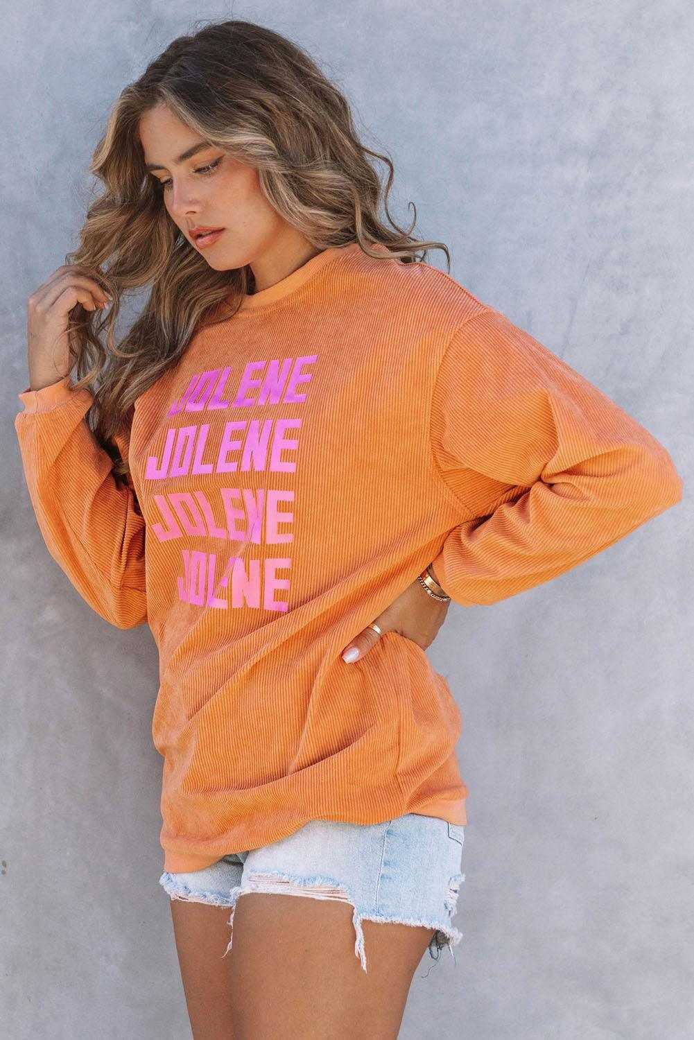 Orange Thanksgiving Thankful Casual Ribbed Corded Sweatshirt 