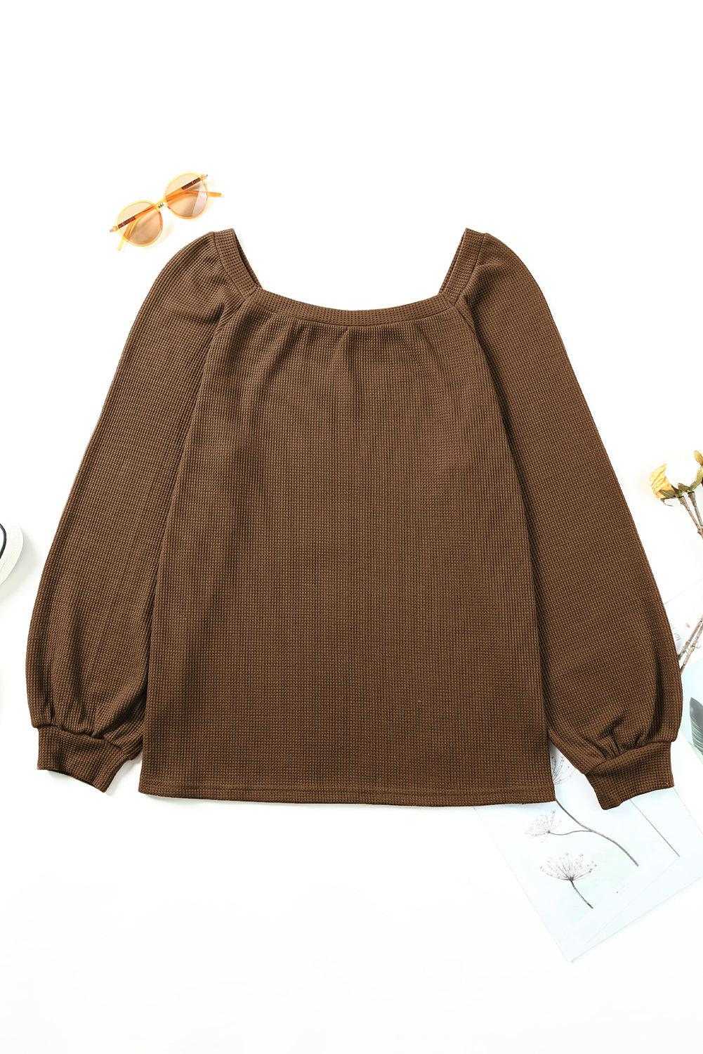 Waffle Square Neck Top 