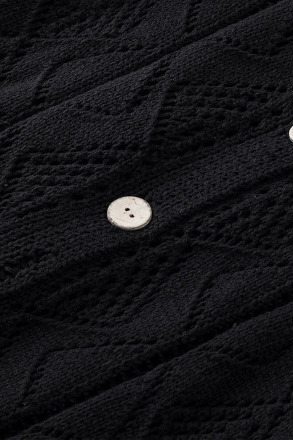 Khaki Button Up Hollow Out Loose Long Cardigan - Vesteeto