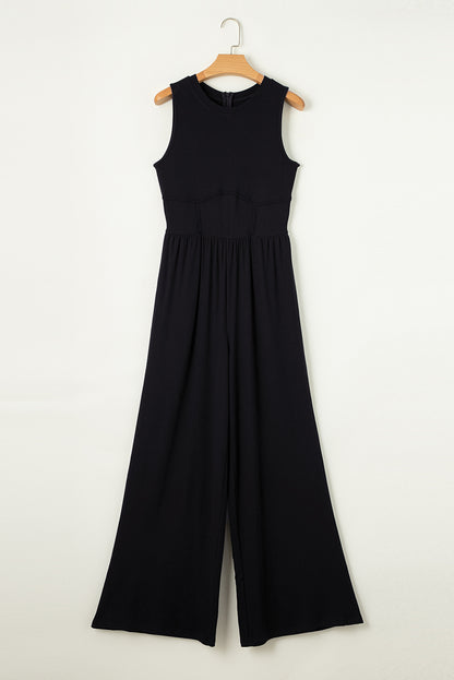 Black Sleeveless High Waist Wide Leg Jumpsuit 