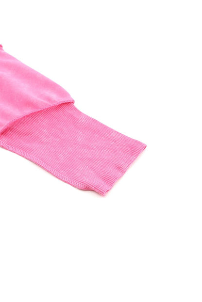 Rose Patchwork Long Sleeve Distress Pullover Sweatshirt - Vesteeto