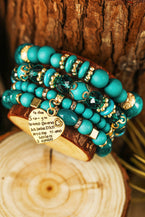 Turquoise Heart Shape Pendant Multi Layered Beaded Bracelet Set
