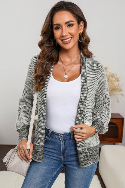 Brown Chunky Knit Pocketed Drop Sleeve Cardigan 