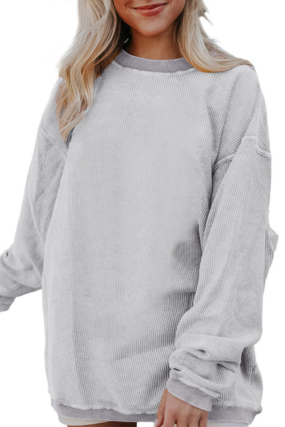 Orange Plain Drop Sleeve Crinkle Rib Oversized Sweatshirt 