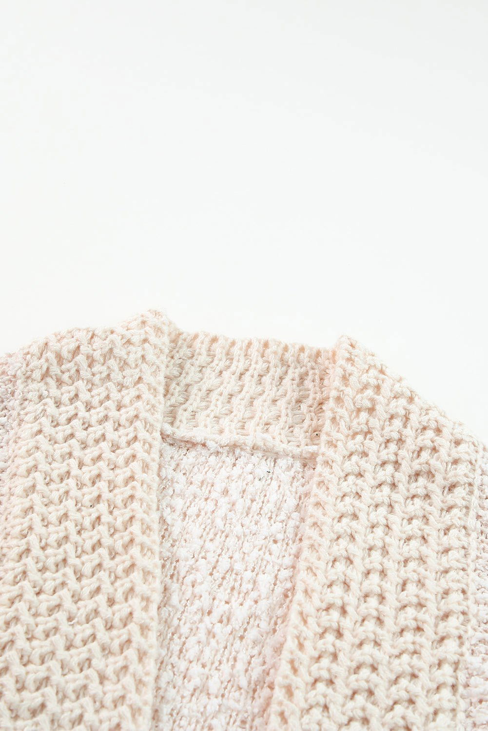 Apricot Popcorn Knit Open Front Cardigan - Vesteeto