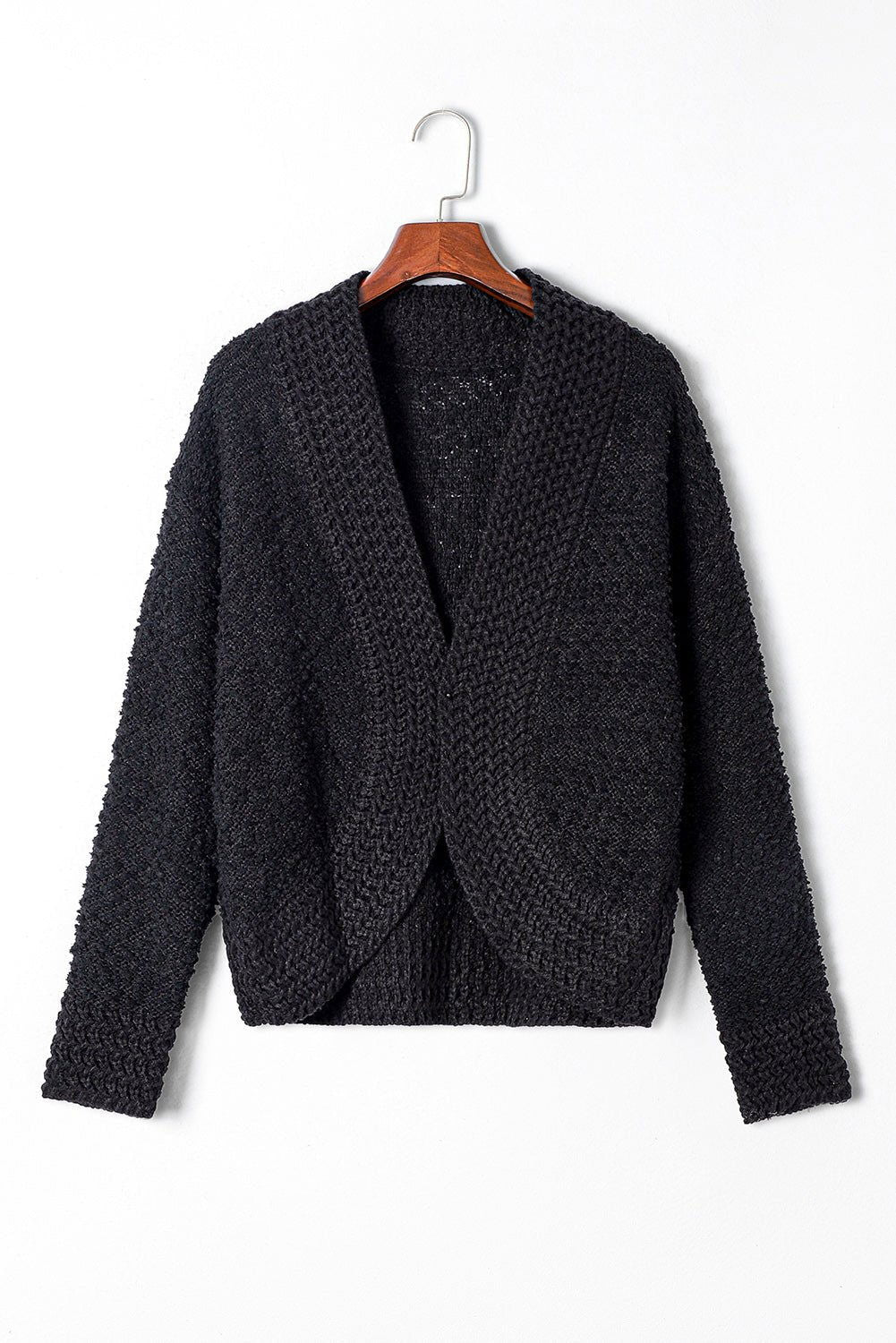 Apricot Popcorn Knit Open Front Cardigan - Vesteeto