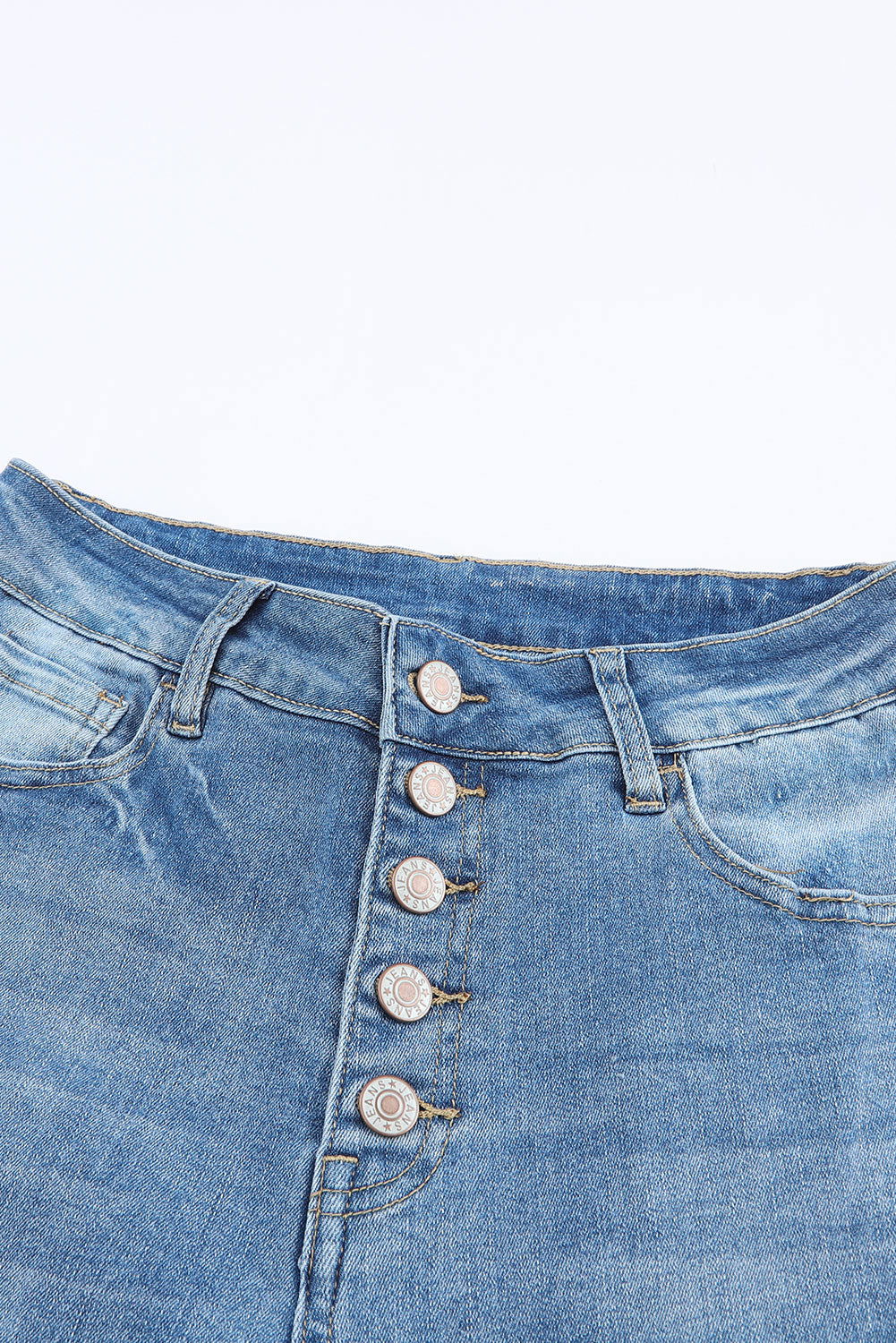 Blue Light Wash High Waisted Bell Bottom Jeans - Vesteeto