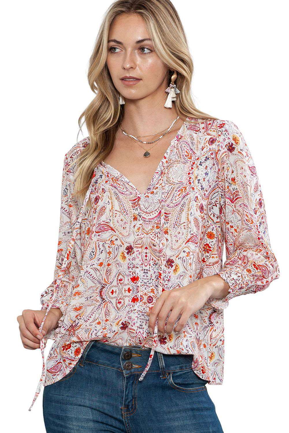 Boho Shirred Cuffs Top - Vesteeto