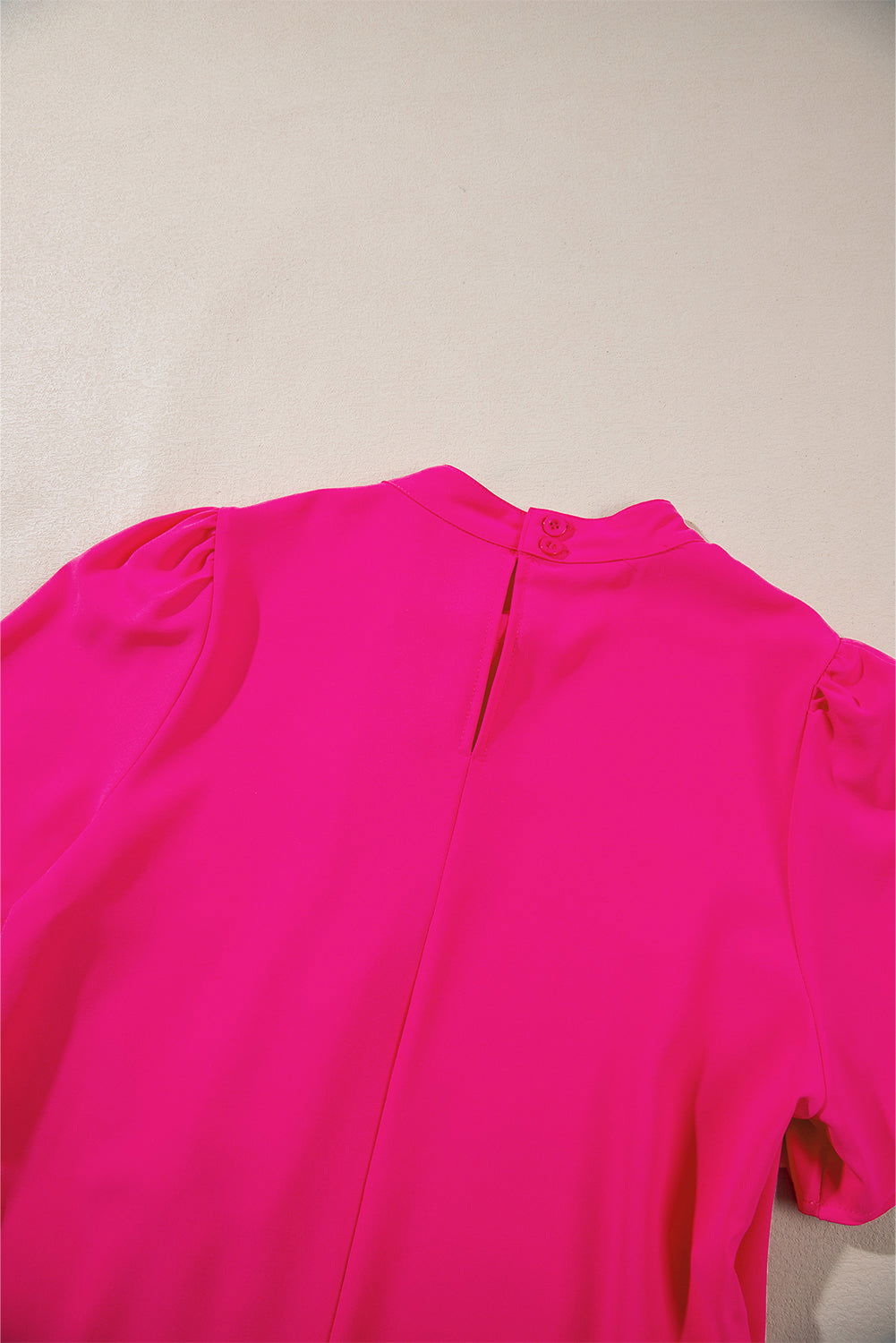 Bright Pink Tie Neck Ruffle Hem Mini Dress - Vesteeto