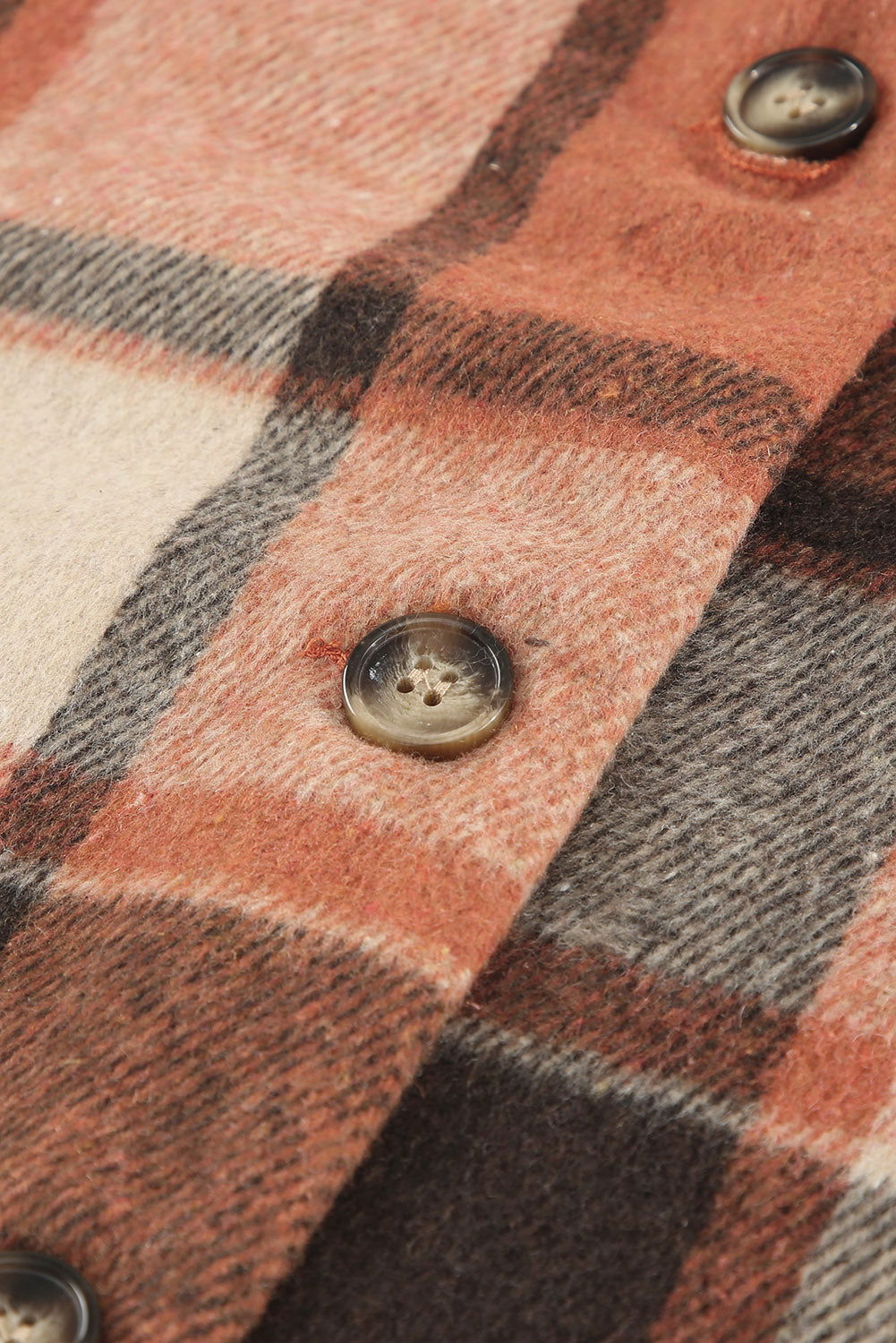 Brown Plaid Button Up Long Sleeve Flannel Shacket - Vesteeto