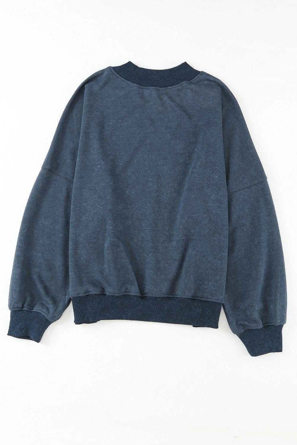 Brown Plain Drop Shoulder Crew Neck Pullover Sweatshirt - Vesteeto