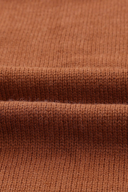 Brown Woven Texture Open Front Pockets Knit Cardigan - Vesteeto